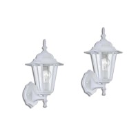 Wisbeam 2 Pack Outdoor Wall Light White Wall Sconce For House Porch Lighting Fixture E26 Base 60W Max Metal Housing Plus Glas