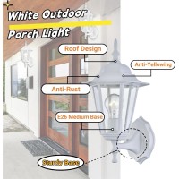 Wisbeam 2 Pack Outdoor Wall Light White Wall Sconce For House Porch Lighting Fixture E26 Base 60W Max Metal Housing Plus Glas