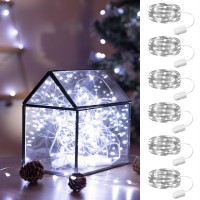 Hxweiye 6 Pack White Fairy Lights Battery Operated 7Ft 20Led Mini Fairy String Lights Mason Jar Lights Waterproof Firefly Star