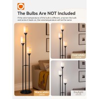 Addlon Floor Lamps For Living Room With Linen Lamp Shades 3Lights Standing Lamp With Shelves Farmhouse Tall Floor Lamp Modern