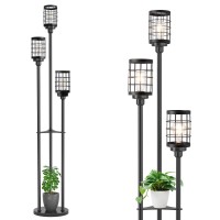 Addlon Floor Lamps For Living Room With Cage Shades 3Lights Standing Lamp With Shelves Farmhouse Tall Floor Lamp Modern Lamp