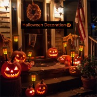 Hmdecor Solar Lights Outdoor Halloween Decor Fall Decoration Solar Torch Light With Flickering Flame Waterproof Solar Powered