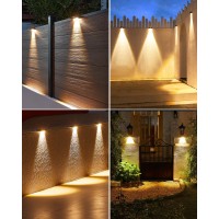 300 Lumens Solar Fence Lights 4Pack Solar Powered Fence Lights Outdoor Waterproof Led With Fouced Lens 3000K Adjutable Brightn