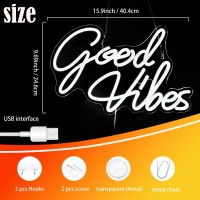 Gevbay Good Vibes Neon Sign For Wall Decor Led Light Up Sign For Backdrop Bedroom Party Reusable Hanging Or Table Decoration Usb