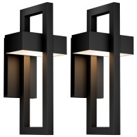 Lamqee 2 Packs Modern Outdoor Wall Lights For Porch 3000K Led Integrated Outdoor Wall Sconces Contemporary Exterior Lighting Fi