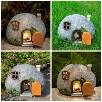 Mopha Garden House Statues Funny Gnomes Fairy Garden Lights Figurine Mini Gnome Resin Solar Powered Outdoor Decor Patio Yard La