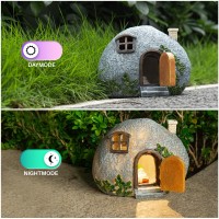 Mopha Garden House Statues Funny Gnomes Fairy Garden Lights Figurine Mini Gnome Resin Solar Powered Outdoor Decor Patio Yard La