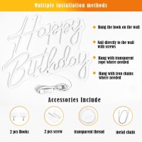 Gevbay Happy Birthday Neon Sign For Wall Decor Led Light Up Sign For Backdrop Bedroom Party Reusable Hanging Decoration Usb Powe