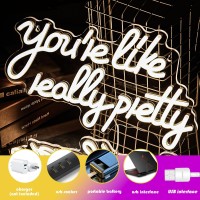 Gevbay Youre Are Like Really Pretty Neon Sign For Wall Decor Led Light Up Sign For Backdrop Bedroom Party Wedding Reusable Hang