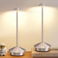 Newsee Modern Cordless Table Lamp Set Of 2 Portable Led Desk Lamps 5000Mah Rechargeable Battery Operated Lighting For Bedroom