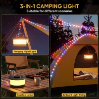 Hokone Camping String Lights Wlamprechargeable Camping Light With 22 Lighting Modes Waterproof Led Hanging Camping Tent Light