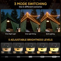 Hokone Camping String Lights Rechargeable Camping Lights String With 4 Lighting Modes Waterproof Led Hanging Camping Tent Light