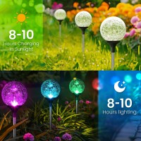 Gigalumi Solar Garden Lights 3 Pack Solar Powered Outdoor Lighting Multicolored Changing Garden Globes Waterproof Cracked Glas