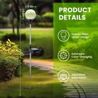 Gigalumi Solar Garden Lights 3 Pack Solar Powered Outdoor Lighting Multicolored Changing Garden Globes Waterproof Cracked Glas