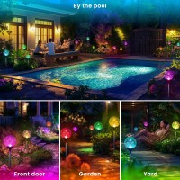 Gigalumi Solar Garden Lights 3 Pack Solar Powered Outdoor Lighting Multicolored Changing Garden Globes Waterproof Cracked Glas