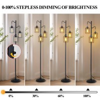 Flarouch Dimmable Floor Lamp 3 X 800Lm Led Edison Bulbs Included Standing Lamp Farmhouse Industrial Vintage Corner Tall Tree