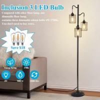 Flarouch Dimmable Floor Lamp 3 X 800Lm Led Edison Bulbs Included Standing Lamp Farmhouse Industrial Vintage Corner Tall Tree