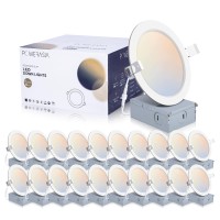 Powerasia 20 Pack 6 Inch Led Recessed Lighting With Junction Box 5Cct 2700K3000K4000K5000K6000K Selectable 15W 1200Lm Ultr