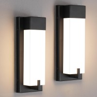 Woshitu Wall Sconces Set Of Two Black Modern Sconces Wall Lighting 3000K 15W Led Dimmable Bathroom Vanity Lights With Acrylic