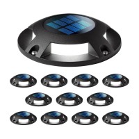 Home Zone 12 Packs Outdoor Solar Deck Light Black 20 Lumens Waterproof Dusk To Dawn Aluminum Plastic Case For Decor Fence S