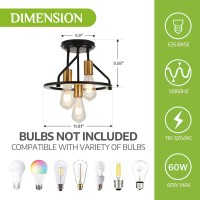 Wilon Semi Flush Mount Ceiling Light 3Light Ceiling Light Fixtures Industrial Hallway Light Fixtures Black Gold Farmhouse Kit