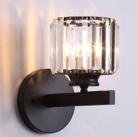 Songchao Reading Light Modern Led Crystal Wall Light Creative Black Indoor Bedside Wall Light Living Dining Room Stair Restroom Aisle Lamp Wall Sconce (Color : A, Size : Small)