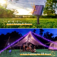 Ollny Purple Solar String Lights 2 Pack Total 80Ft 240Led Waterproof Solar Halloween Lights 8 Modes Fairy Lights For Outside H