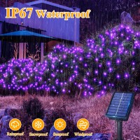 Ollny Purple Solar String Lights 2 Pack Total 80Ft 240Led Waterproof Solar Halloween Lights 8 Modes Fairy Lights For Outside H