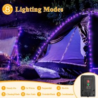 Ollny Purple Solar String Lights 2 Pack Total 80Ft 240Led Waterproof Solar Halloween Lights 8 Modes Fairy Lights For Outside H