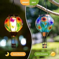 Sunnygarden Hot Air Balloon Solar Lantern Butterfly Solar Powered Hot Air Balloon Lantern Outdoor Waterproof Glass Hanging Hot