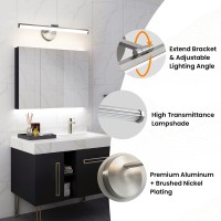 Kaisite Bathroom Light Fixture Over Mirror 22In Brushed Nickel Vanity Lighting Fixture Dimmable Led Vanity Light Rotatable Moder