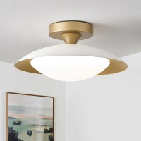 Onesming Dimmable White And Gold Ceiling Light Midcentury Semiflush Mount Ceiling Light Modern Led Lighting Fixture 5Cct 27