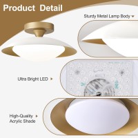 Onesming Dimmable White And Gold Ceiling Light Midcentury Semiflush Mount Ceiling Light Modern Led Lighting Fixture 5Cct 27