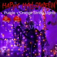 Ollny Halloween Lights Outdoor 200Led 66Ft Connectable Waterproof Orange And Purple String Light 8 Modes Timer Plug In Led Fai