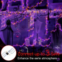 Ollny Halloween Lights Outdoor 200Led 66Ft Connectable Waterproof Orange And Purple String Light 8 Modes Timer Plug In Led Fai