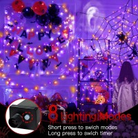 Ollny Halloween Lights Outdoor 200Led 66Ft Connectable Waterproof Orange And Purple String Light 8 Modes Timer Plug In Led Fai