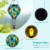 Sunnygarden Hot Air Balloon Solar Lantern Dragonfly Solar Powered Hot Air Balloon Lantern Outdoor Waterproof Glass Hanging Hot