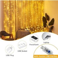 Ollny 2 Pack Curtain String Lights Warm White 400Led 66X66Ft Fairy Lights With Remote 8 Modes Hanging Lights Outdoor Waterpr