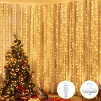 Ollny 2 Pack Fairy Lights Curtain Warm White 400 Led 66X66Ft Hanging Lights Ip44 Waterproof Usb Power Wall Lights With Hook