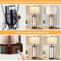 Set Of 2 Farmhouse Lamps For Living Room Rustic Vintage Bedroom Nightstand Table Lamp With 2 Usb Charging Ports Builtin Frost