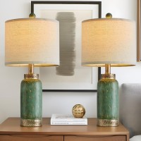 Gsafava 2025 Table Lamps Set Of 2 Small Table Lamp For Bedroom Living Room Green Lamp Farmhouse Lamp Vintage Rustic Boho Bed