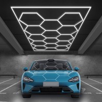 Hexagon Led Garage Light 700W 6500K 77000Lm 81Pack 48X24M 14 Grid Systems With Border Garage Honeycomb Light Ceiling Led For G