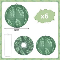 6Pcs Greenery Paper Lanterns Set Classroom Decorations 8Inch Hanging Paper Lanterns Ceiling Decorations Paper Lanterns For Green