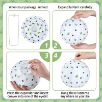 6Pcs Greenery Paper Lanterns Set Classroom Decorations 8Inch Hanging Paper Lanterns Ceiling Decorations Paper Lanterns For Green