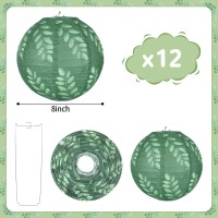 12Pcs Greenery Paper Lanterns Set Classroom Decorations 8Inch Hanging Paper Lanterns Ceiling Decorations Paper Lanterns For Gree