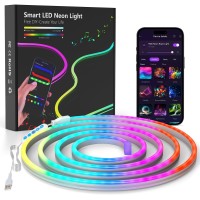 Ojq Led Neon Rgb Rope Light 32Ft Rgb Flexible Lights Strip Gaming Light Music Sync Neon Strip Lights Diy Design App Control N