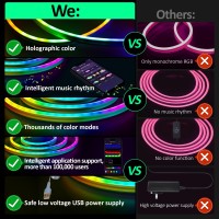 Ojq Led Neon Rgb Rope Light 32Ft Rgb Flexible Lights Strip Gaming Light Music Sync Neon Strip Lights Diy Design App Control N