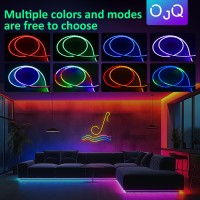 Ojq Led Neon Rgb Rope Light 32Ft Rgb Flexible Lights Strip Gaming Light Music Sync Neon Strip Lights Diy Design App Control N