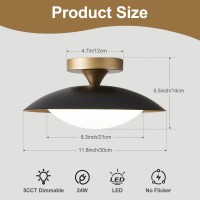 Dimmable Black And Gold Ceiling Light Midcentury Semiflush Mount Ceiling Light Modern Led Lighting Fixture 5Cct 2700 K 600