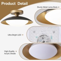 Dimmable Black And Gold Ceiling Light Midcentury Semiflush Mount Ceiling Light Modern Led Lighting Fixture 5Cct 2700 K 600